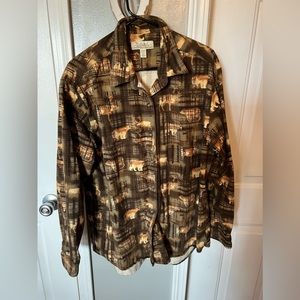 Womens XL Cabelas Bear Moose Flannel. What a unique pattern!